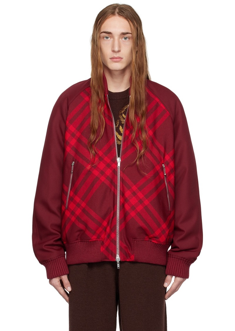 Burberry Red Reversible Bomber Jacket