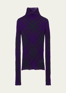 Burberry Signature Check Wool Knit Turtleneck