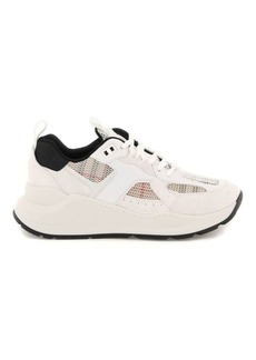 Burberry smooth leather and suede sneakers with tartan mesh inserts
