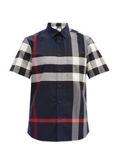 Burberry Somerton oversized-check cotton-blend poplin shirt