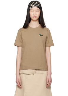 Burberry Taupe Embroidered T-Shirt