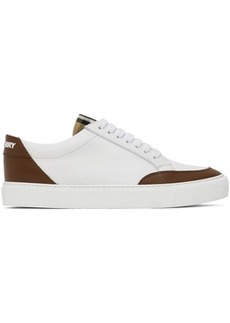 Burberry White & Brown Check Sneakers