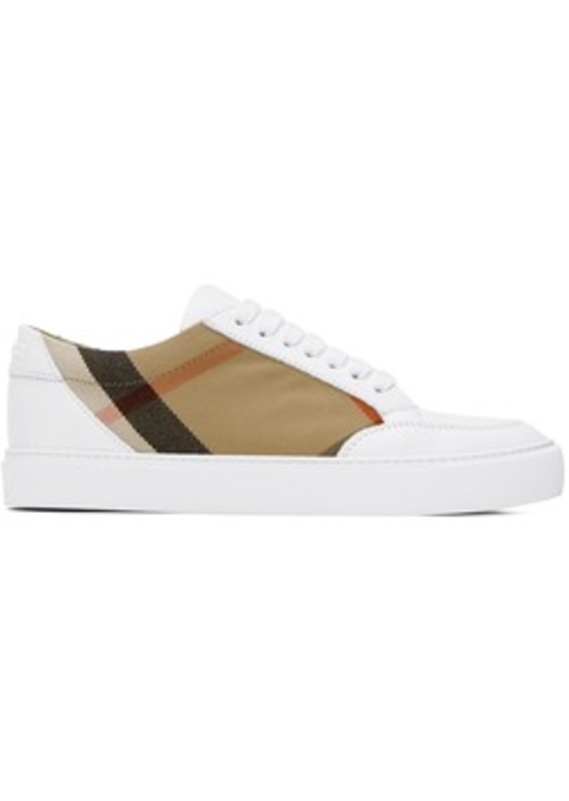 Burberry White & Tan House Sneakers