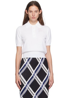 Burberry White Perforated Logo Polo