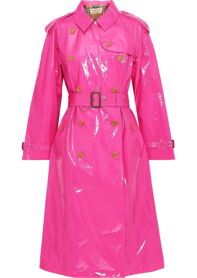 Burberry Burberry Woman Neon Glossed-cotton Trench Coat Bright Pink |  Outerwear