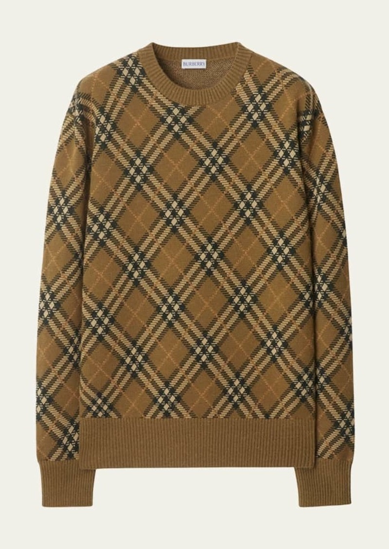 Burberry Wool Check Crewneck Sweater