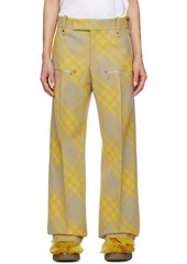 Burberry Yellow & Beige Check Trousers