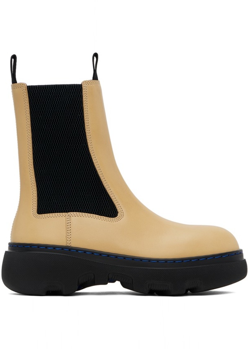 Burberry Yellow Leather Creeper Chelsea Boots