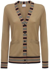 Burberry Cauca Merino Knit Cardigan W/ Stripe