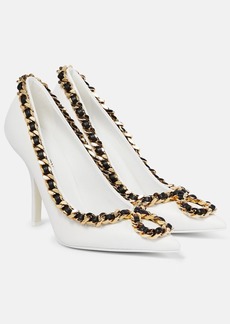 Burberry Chain-trimmed leather pumps
