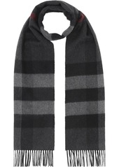 Burberry plaid-check fringed cashmere scarf