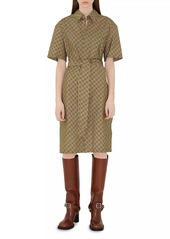 Burberry Check Cotton Belted Shirtdress