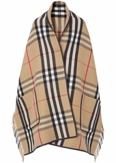 Burberry check fringed cape