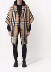 Burberry check fringed cape