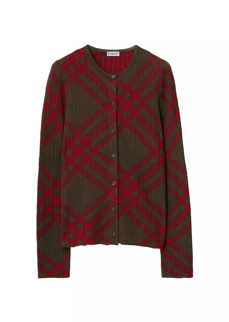 Burberry Check Mohair-Blend Cardigan