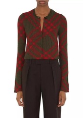 Burberry Check Mohair-Blend Cardigan