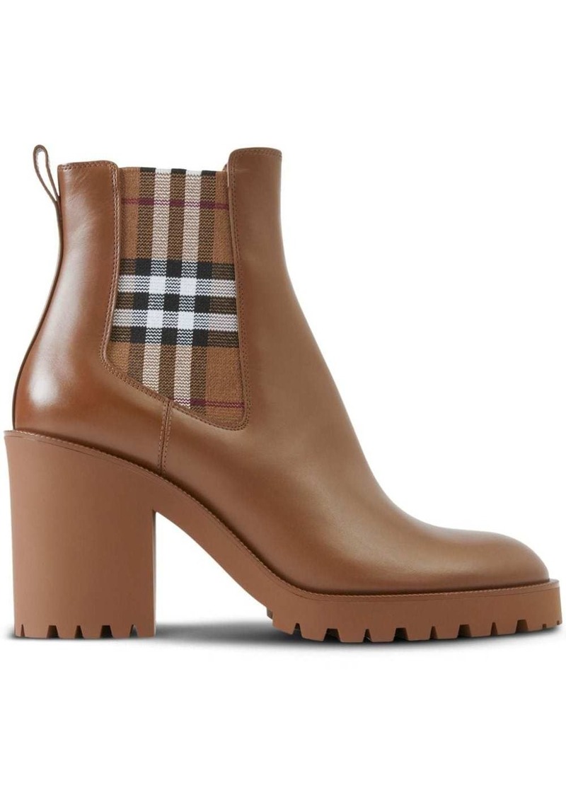 Burberry Check Panel 70mm leather ankle boots