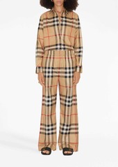 Burberry Check-pattern flared cotton trousers