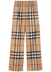 Burberry Check-pattern flared cotton trousers