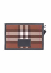 Burberry check-pattern leather pouch