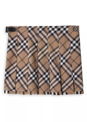 Burberry Check Pleated Wrap Miniskirt