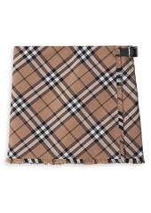 Burberry Check Pleated Wrap Miniskirt