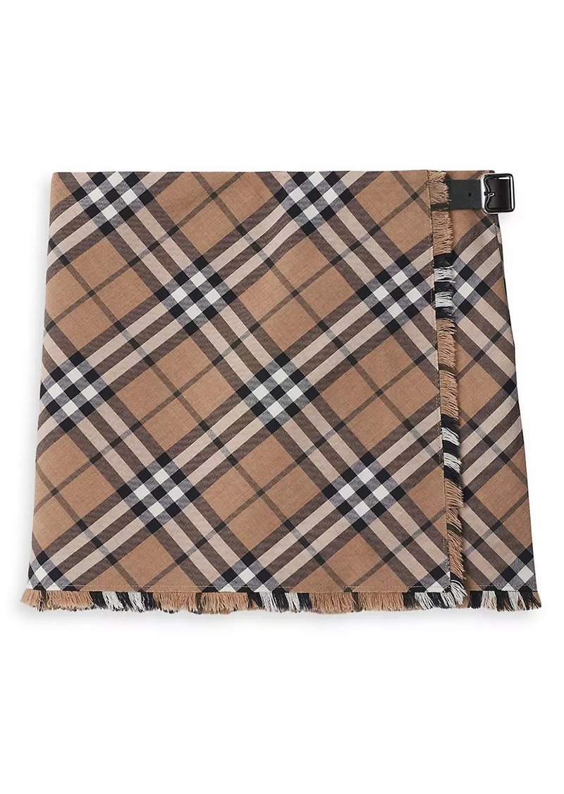 Burberry Check Pleated Wrap Miniskirt