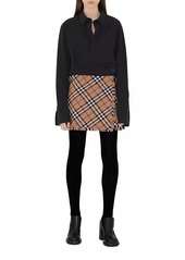 Burberry Check Pleated Wrap Miniskirt