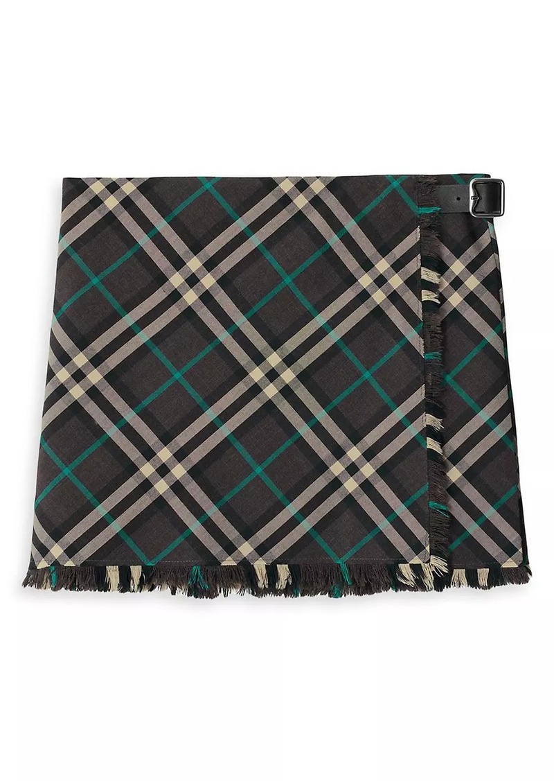 Burberry Check Pleated Wrap Miniskirt