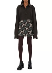 Burberry Check Pleated Wrap Miniskirt