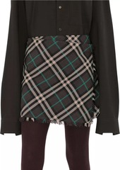 Burberry Check Pleated Wrap Miniskirt