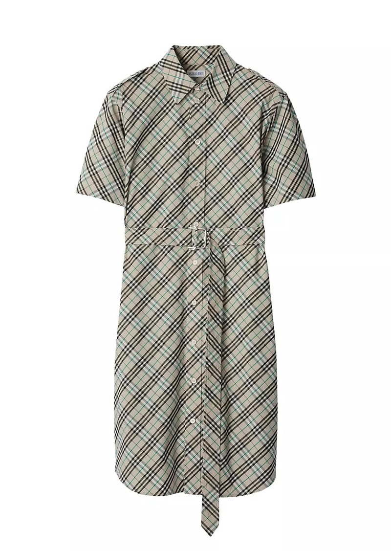 Burberry Check Poplin Belted Shirtdress