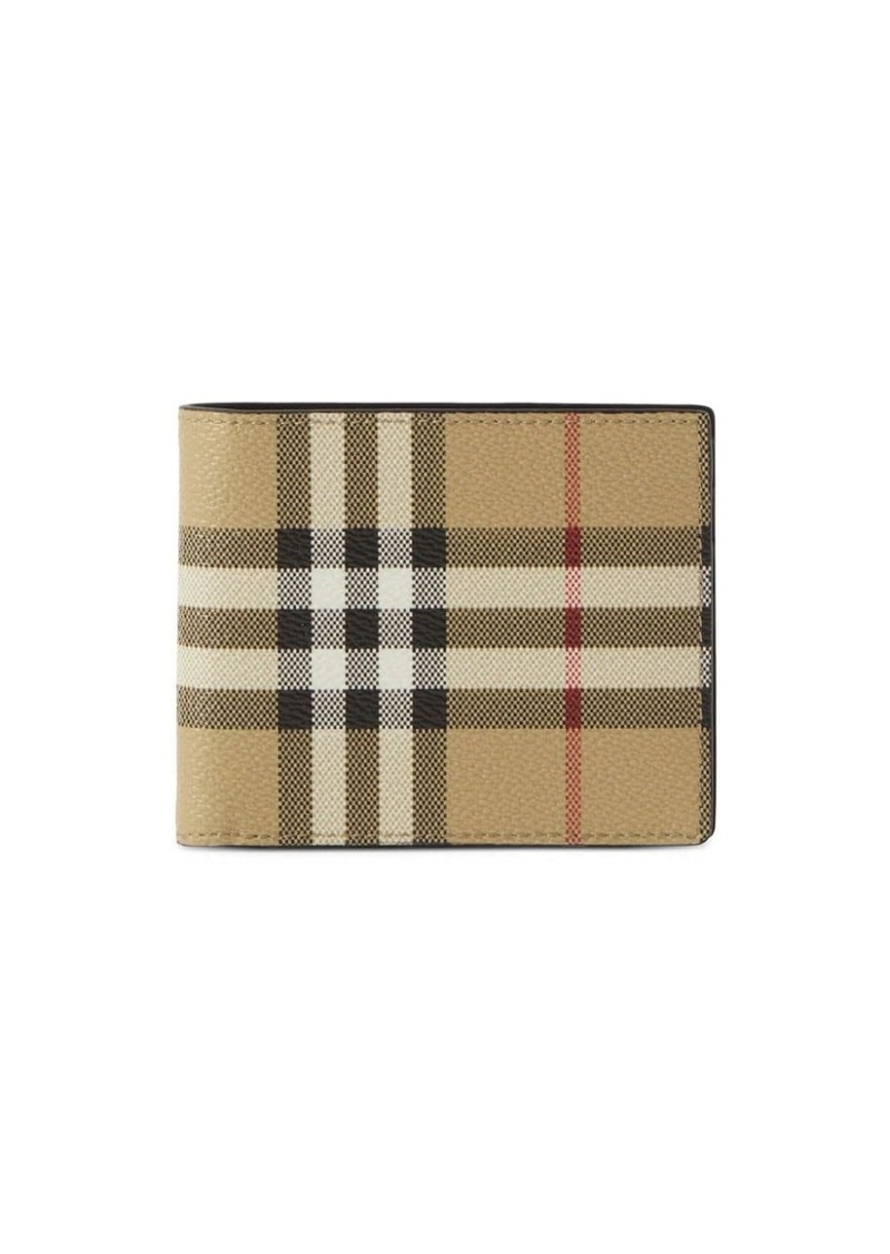 Burberry check-print bi-fold leather wallet