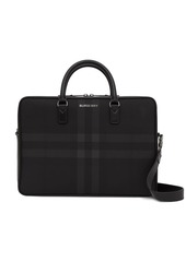 Burberry Check-print leather briefcase