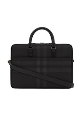 Burberry Check-print leather briefcase