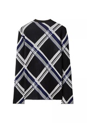 Burberry Check Rib-Knit Silk Cardigan