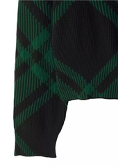 Burberry Check Rib-Knit Wool-Blend Cardigan