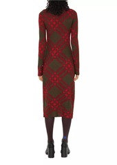 Burberry Check Turtleneck Rib-Knit Sweaterdress