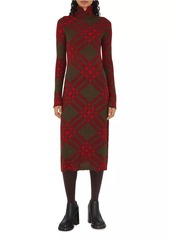 Burberry Check Turtleneck Rib-Knit Sweaterdress