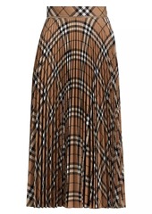 Burberry Check Wool-Blend Pleated Midi-Skirt