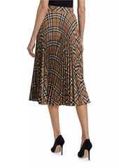 Burberry Check Wool-Blend Pleated Midi-Skirt