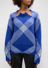 Burberry Check Wool Sweater with Safety Pins