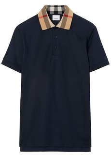 Burberry checked-collar cotton polo shirt