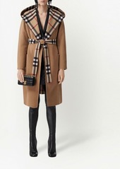 Burberry checked-detail wrap coat