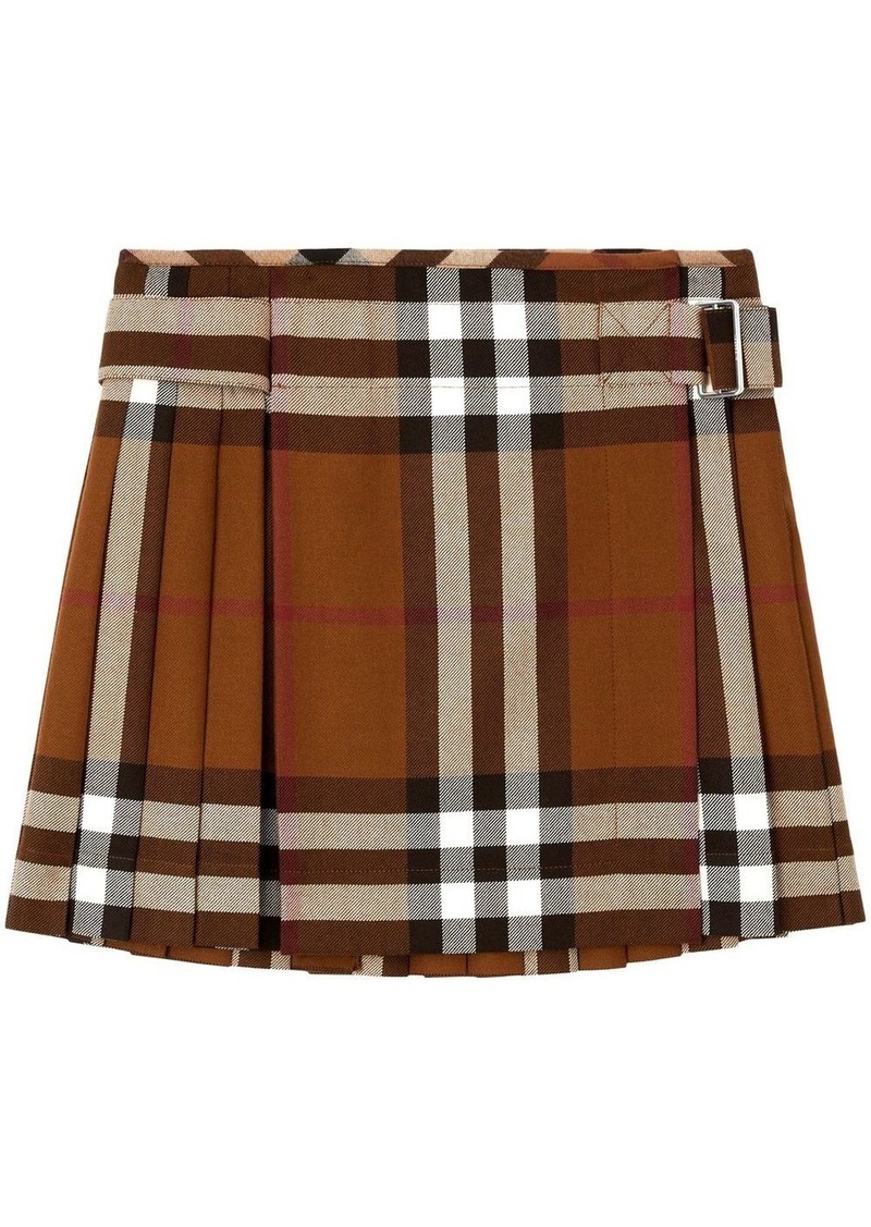 Burberry checked pleated wool mini skirt