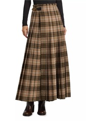 Burberry Checked Wool-Blend Knit Maxi Skirt