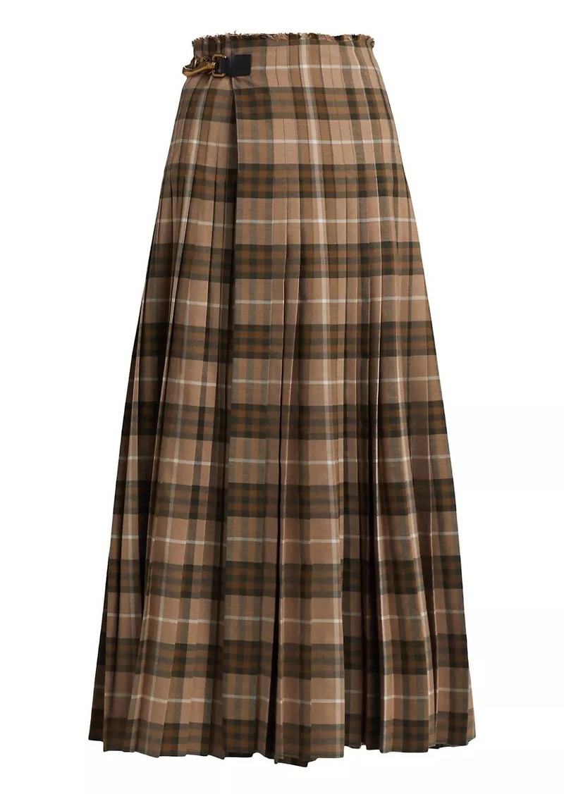 Burberry Checked Wool-Blend Knit Maxi Skirt