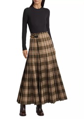 Burberry Checked Wool-Blend Knit Maxi Skirt