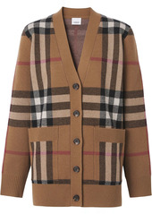 Burberry checked wool-cashmere blend cardigan