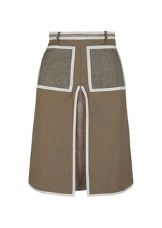 Burberry Contrast Trim Wool & Cashmere A Line Skirt